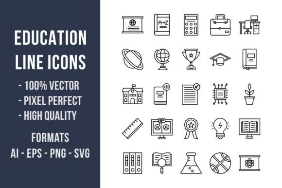 50 Education Line Icons: Premium Graphics for Modern Publishing