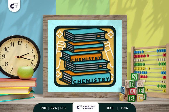 Chemistry Book Stack 3D Shadow Box for School Brands