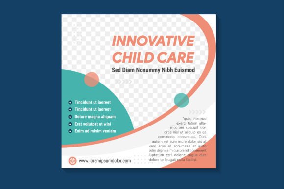 Child Care Square Banner Graphics for Social Media Templates