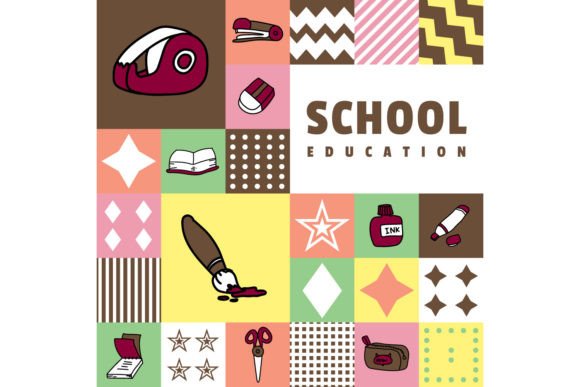 Flat Square School Education Banner: A Designer's Review of Graphics