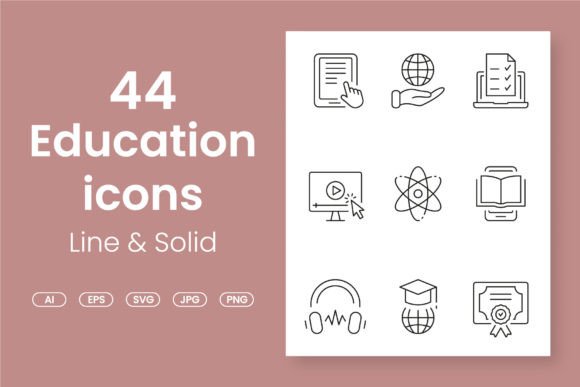 Online Education Line and Solid Icon Set: A Graphics Review
