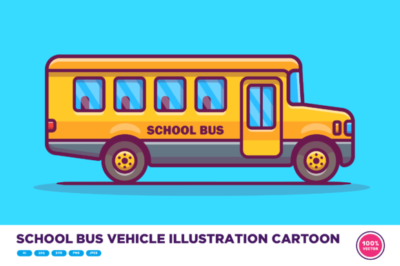 School Bus Vehicle Illustration Cartoon for Graphics