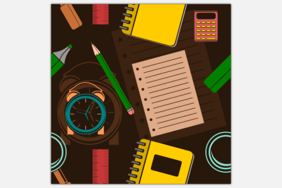 School Equipment Dark Seamless Pattern Graphics for Handmade Creators