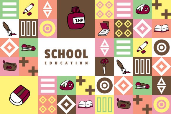 Simple Flat Design School Education Art for Graphics