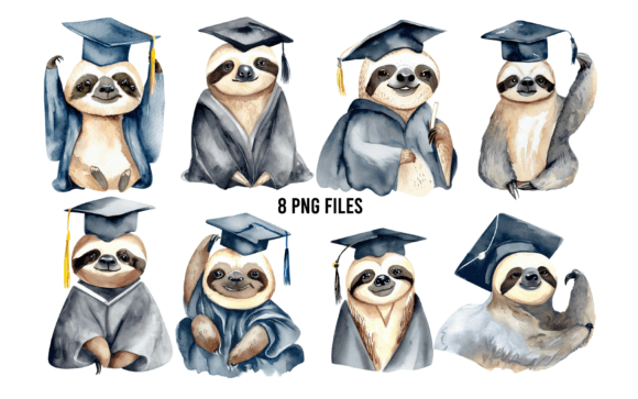 Sloth Graduate Watercolor Clipart Review