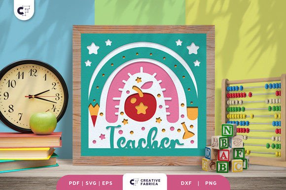 Teacher 3D Shadow Box Paper Cut: A 3D SVG for School Branding